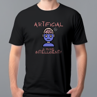 “Artificial is More Intelligent” Pixel Brain Bot Tee