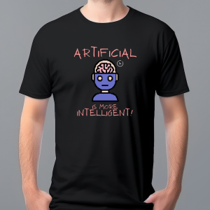 “Artificial is More Intelligent” Pixel Brain Bot Tee