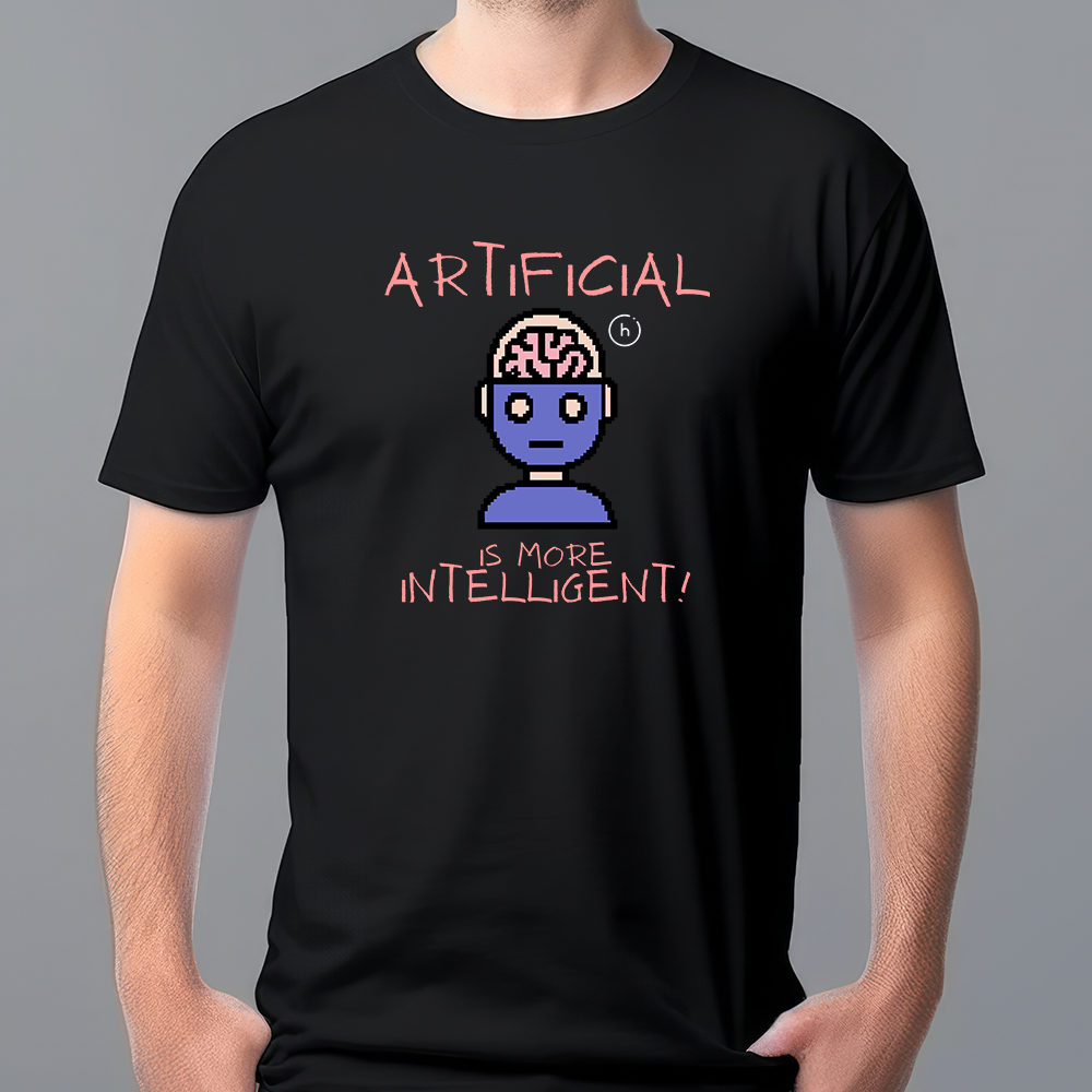 “Artificial is More Intelligent” Pixel Brain Bot Tee